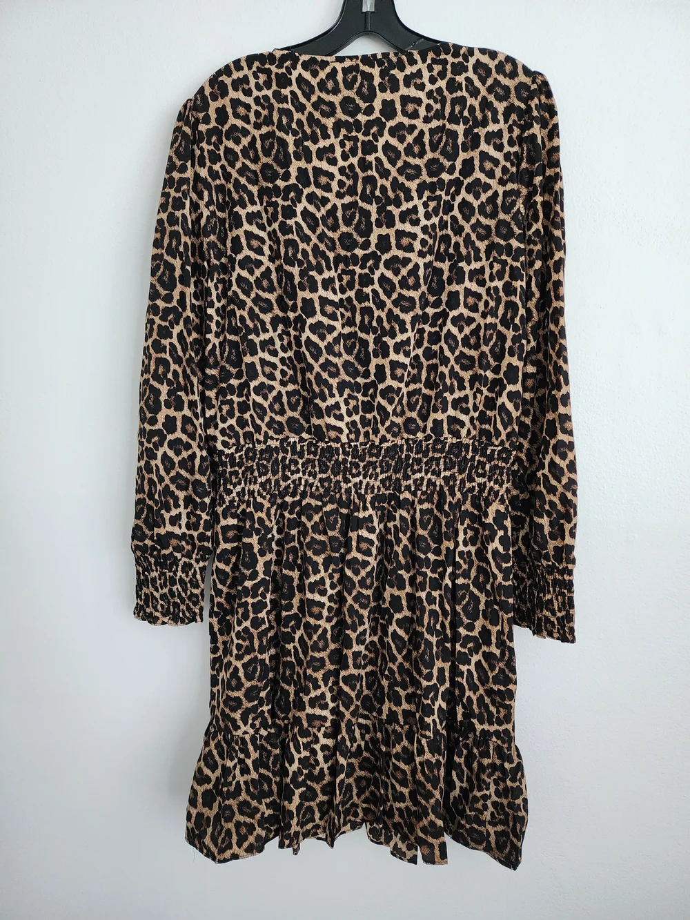 Michael Kors Brown Leopard Print Long Sleeve Ruffle Dress